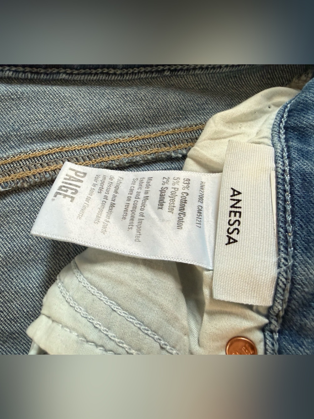 PAIGE Anessa Wide Leg Jeans Med Wash Womens Size 27 High Rise Stretch Distressed - Picture 5 of 15
